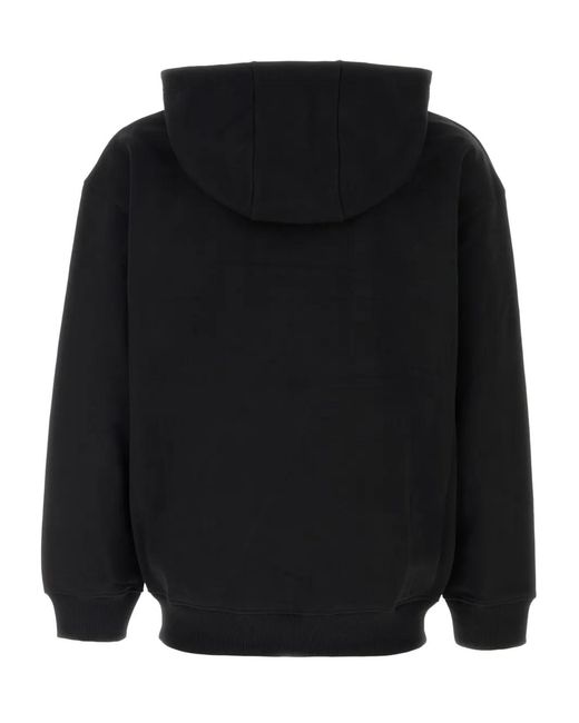 MARINE SERRE Black Embroidered Logo Hoodie for men