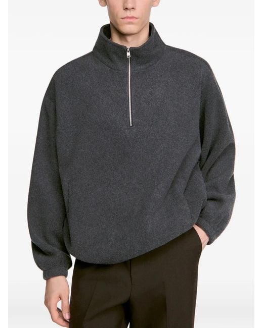 Sandro Blue Zipped Standing Collar Sweatshirt for men