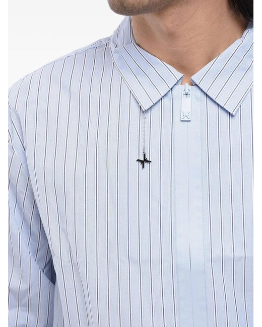 John Richmond Blue Striped Zip-Fastening Shirt for men