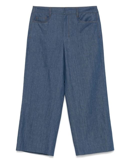 Max Mara Blue Logo-Patch Trousers