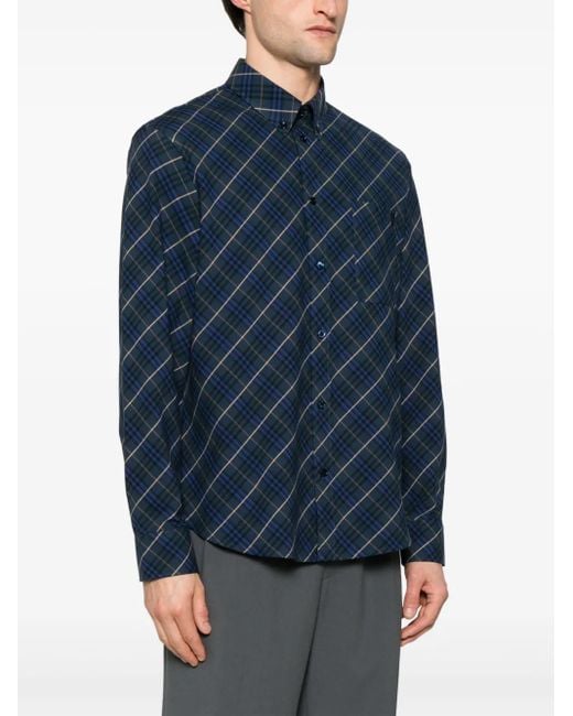 Burberry Blue Checked Shirt Jacket for men