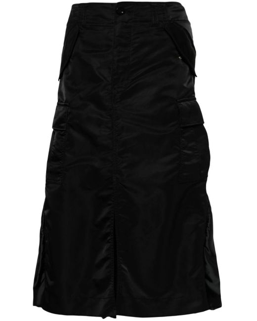 Sacai Black Panelled Cargo Midi Skirt