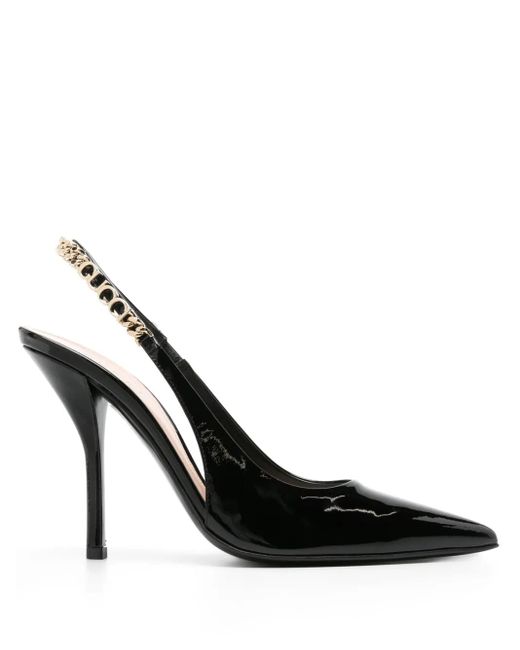 Gucci 105Mm Lakleren Pumps Met Logoketting in het Black