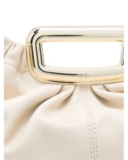 Maje Metallic-handle Clutch Bag Natural