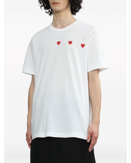 COMME DES GARÇONS PLAY Triple Hearts Katoenen T-shirt in het White voor heren
