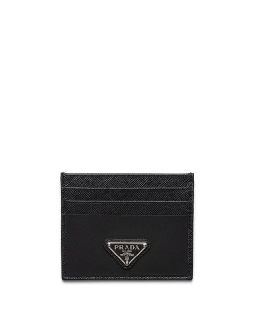 Portefeuille en cuir à plaque logo Prada pour homme en coloris Black