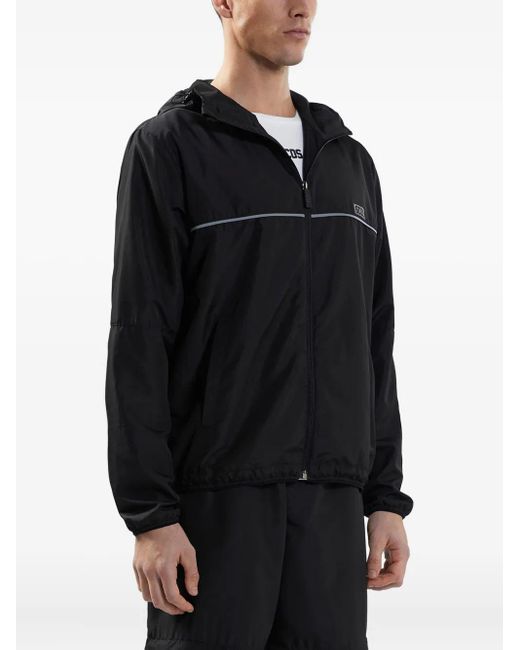 Gcds Black Logo-Appliqué Windbreaker Jacket for men