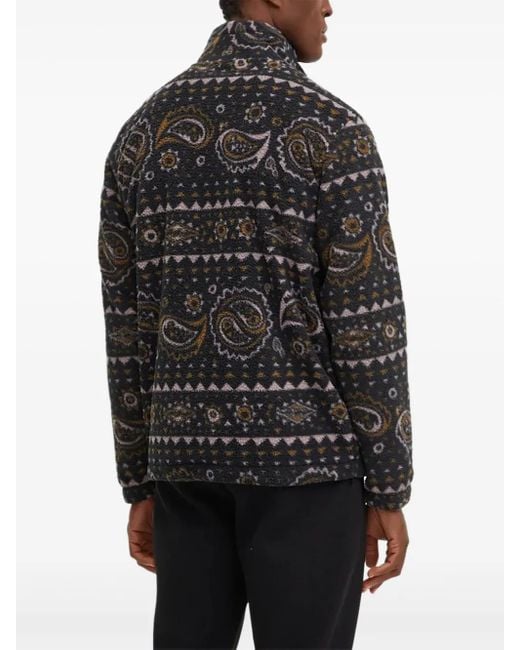 Billabong Black Paisley-Pattern Fleece Zip-Up Sweatshirt for men