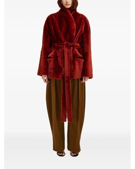 Ferragamo Red Reversible Shearling Jacket