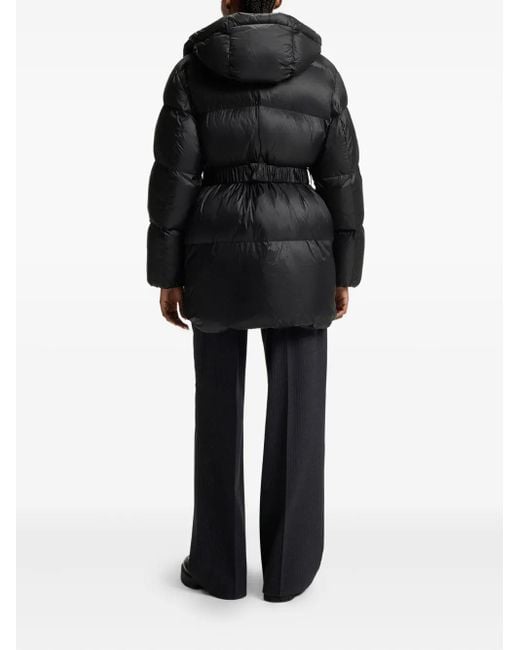 HUGO Black Hooded Belted Coat