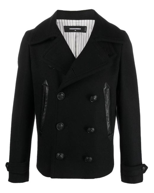 DSquared² Black Double-breasted Buttoned Coat for men