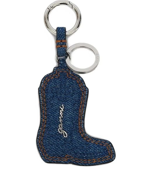 Ganni Blue Western Boot Keyring