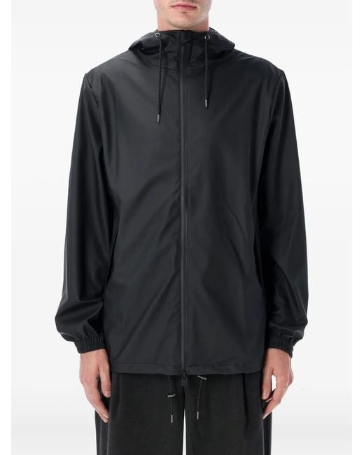 Rains Black Storm Breaker Zip-Fastening Hooded Jacket