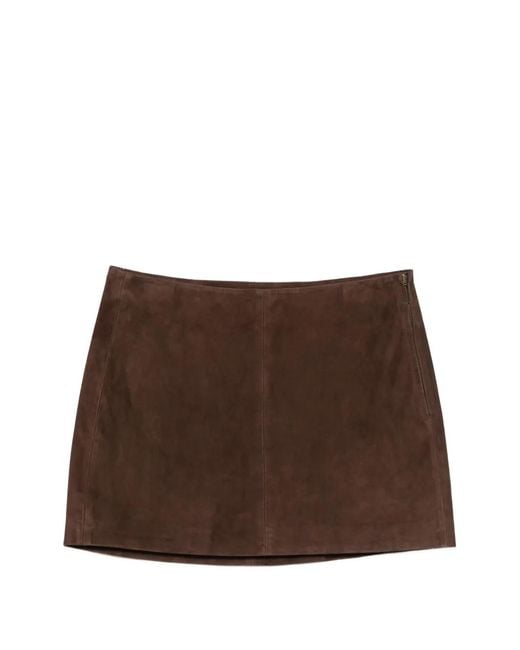 Arma Brown Melody Leather Mini Skirt