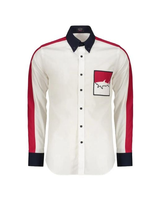 Paul & Shark Red Long-Sleeved Cotton Shirt for men
