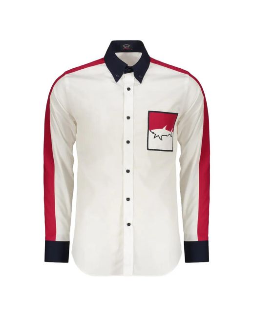 Paul & Shark Red Long-Sleeved Cotton Shirt for men