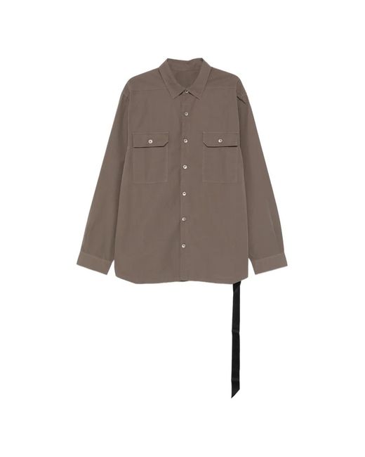 Rick Owens Brown Jumbo Cotton Shirt With Chest Pockets For for men
