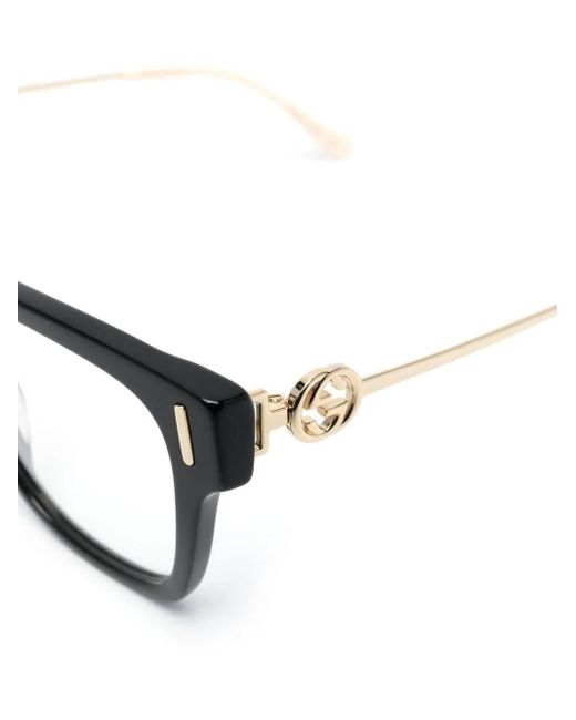 Gucci Brown Gg-Logo Square-Frame Optical Glasses