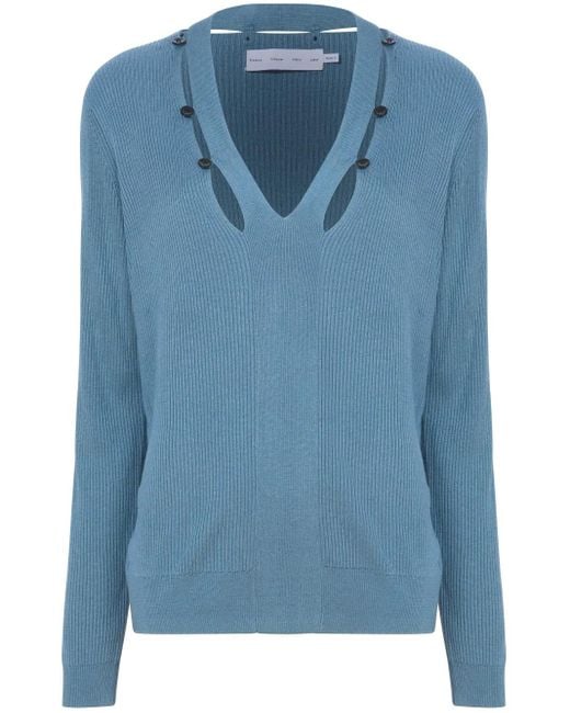 Proenza Schouler Blue Elsie Cut-Out Jumper