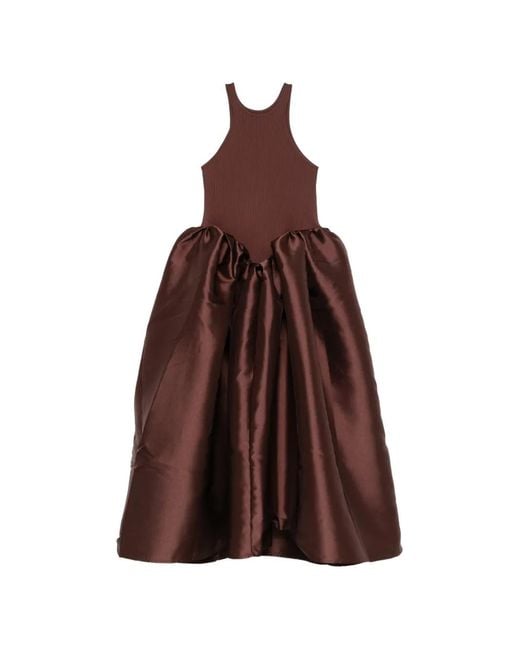 Marques'Almeida Women's Brown Satin-Skirt Midi Dress Marques'Almeida Women's Brown Satin-Skirt Midi Dress
