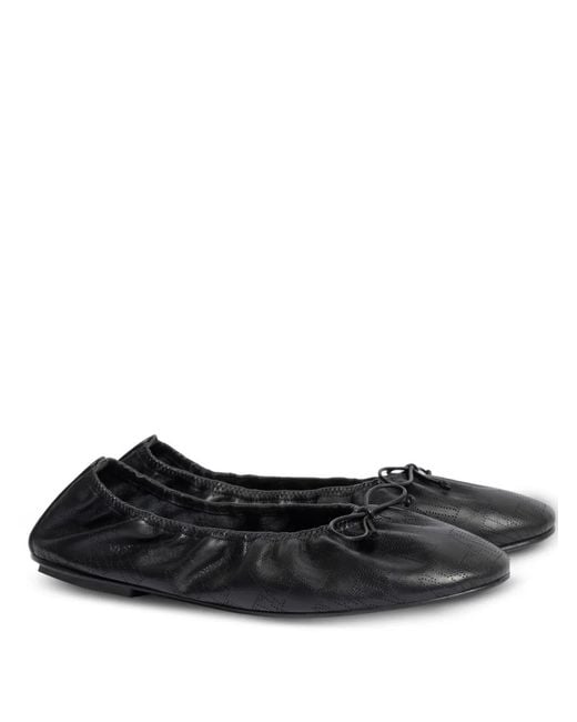 Alberta Ferretti Black Bow-Detail Ballet Flats