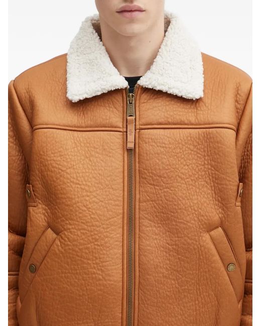 Alpha Industries Brown Full-Zip Shearling-Collar Jacket for men