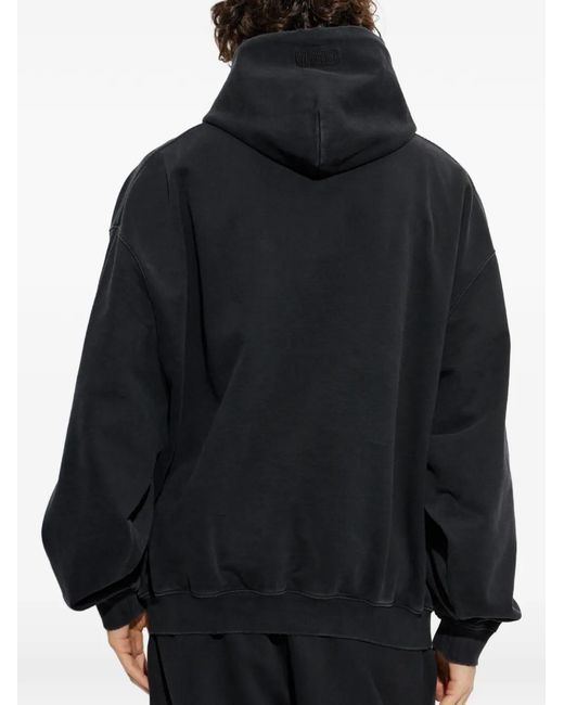 Vetements Black Logo-Print Distressed Hoodie for men
