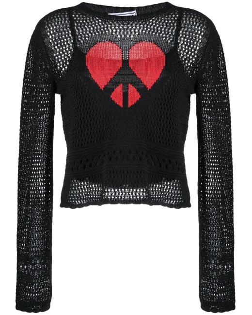 Moschino Black Crochet Heart Sweater
