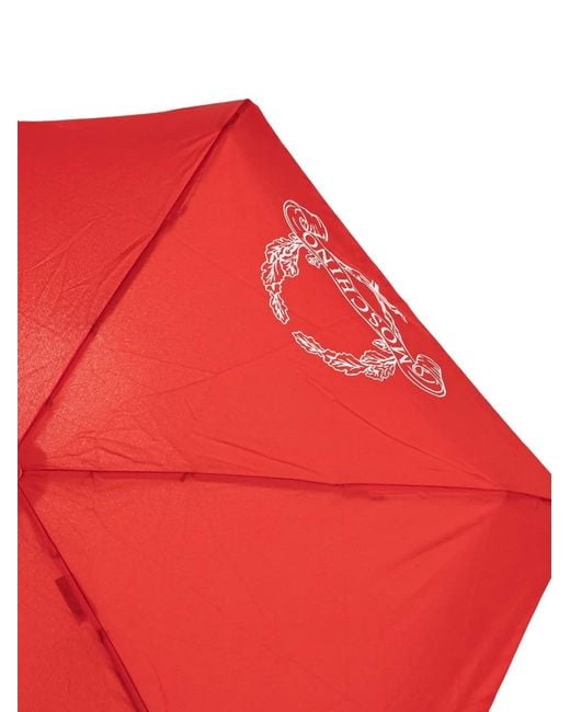 Moschino Red Logo-Print Folding Umbrella