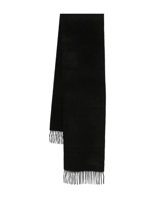 Paul Smith Black Cashmere Fringed-Trim Scarf for men