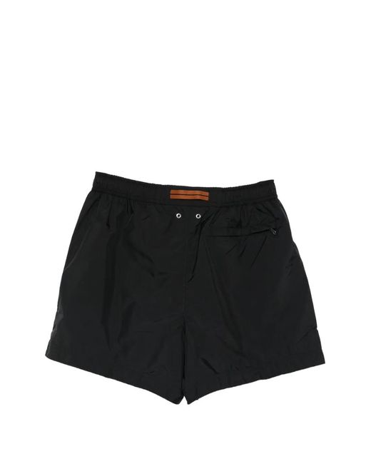 Zegna Black Drawstring Swim Shorts for men