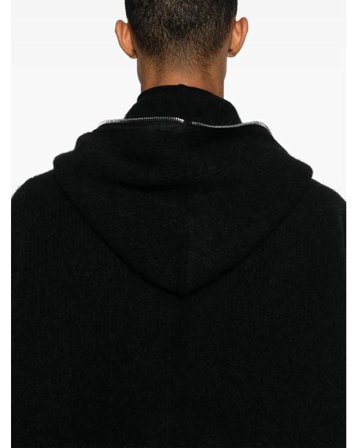 メンズ Rick Owens ドロップショルダー フーデッドジャケット Black