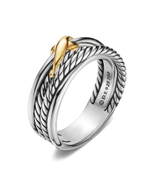 David Yurman White 18Kt And Sterling X Crossover Band Ring (6Mm)