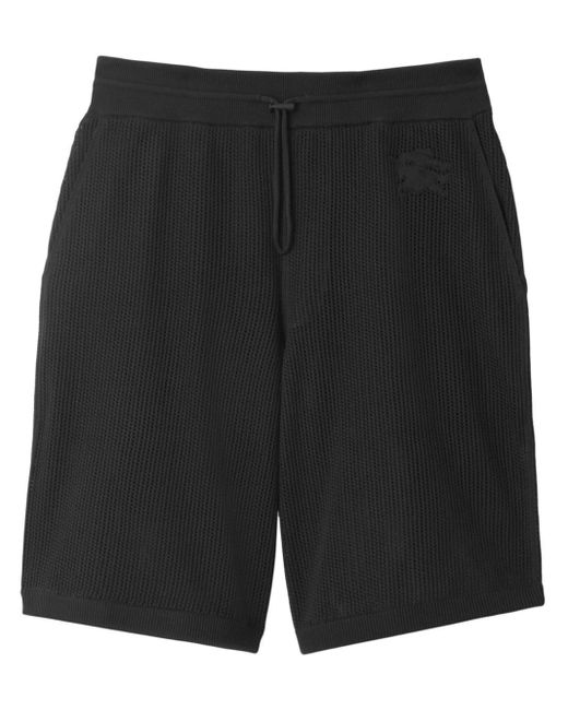 Burberry Black Ekd-patch Silk-cotton Blend Shorts for men