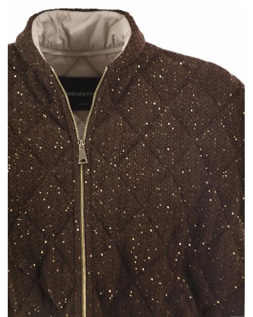 Fabiana Filippi Brown Sequin-Embellished Quilted Gilet