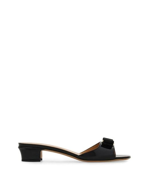 Ferragamo Black Vara Bow Slides