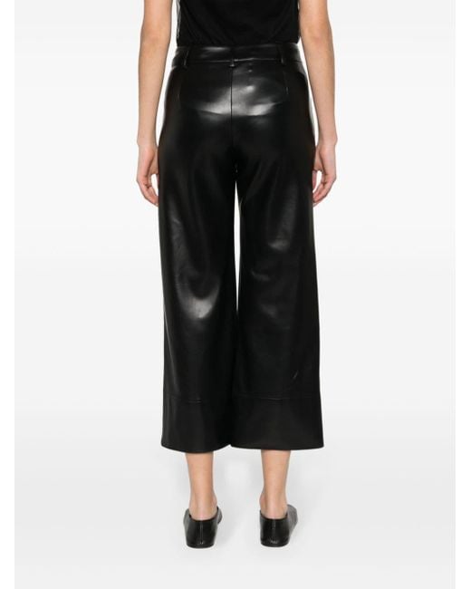 Max Mara Black Faux-leather Cropped Trousers
