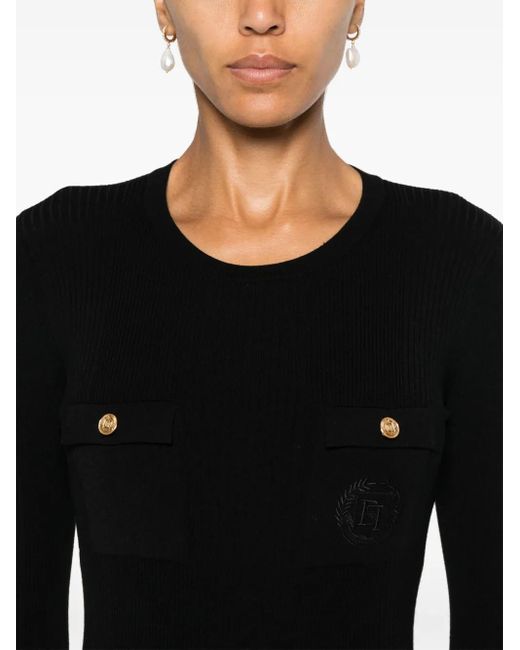 Elisabetta Franchi Black Logo-Embroidered Jumper