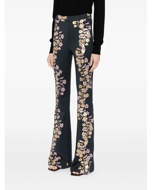 Cynthia Rowley Black Foil-Print Trousers