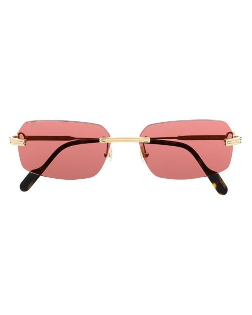 Cartier Rahmenlose Sonnenbrille in Pink für Herren