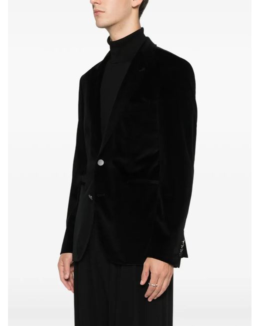 Tagliatore Black Button Textured Jacket for men