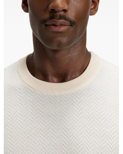Boss Pullover Mit Fischgrätenmuster in White für Herren