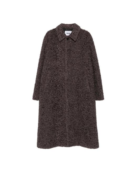 MSGM Brown Bouclé Single-Breasted Coat for men