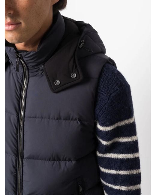 Moorer Blue High-Neck Padded Gilet for men