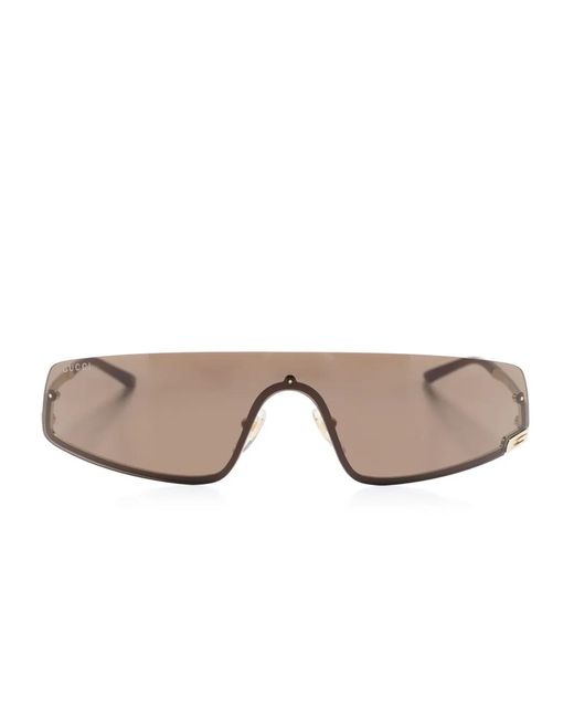 Gucci Pink Square-G-Motif Shield-Frame Sunglasses