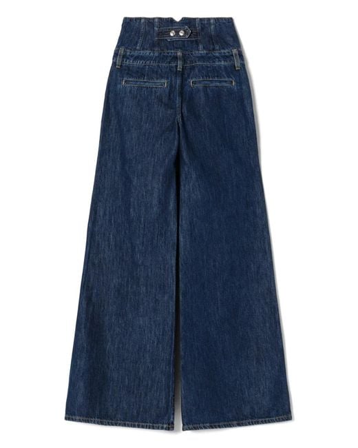 Re/done Blue Corset-Waist Wide-Leg Jeans