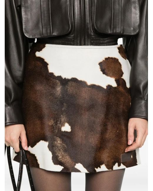 Moschino Brown Cow-Print Mini Skirt