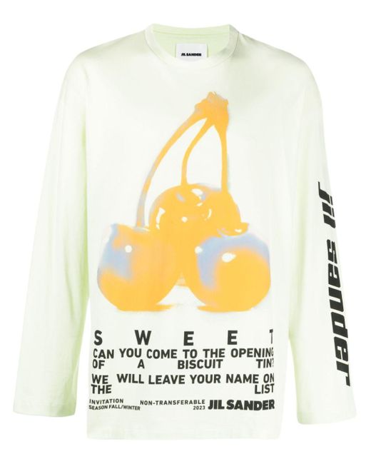 Jil Sander White Cherry Graphic-print T-shirt for men