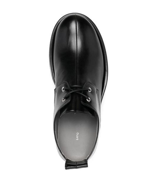SAPIO Black Block-Heel Oxford Shoes