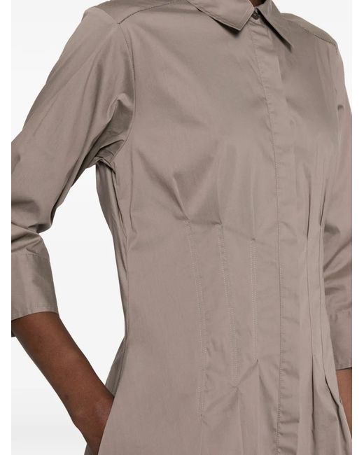 Panicale Gray Pleated Mini Shirt Dress